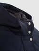 Women’s navy blue hooded mid-length parka-2