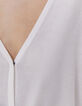 Pull blanc tricot avec chevrons brodés manche Femme-6