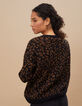 I.Code black leopard jacquard motif knit sweater-3