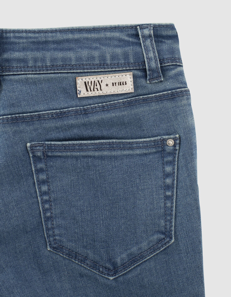 Vintage Blue Slim-Mädchenjeans mit Seitenbändern-6