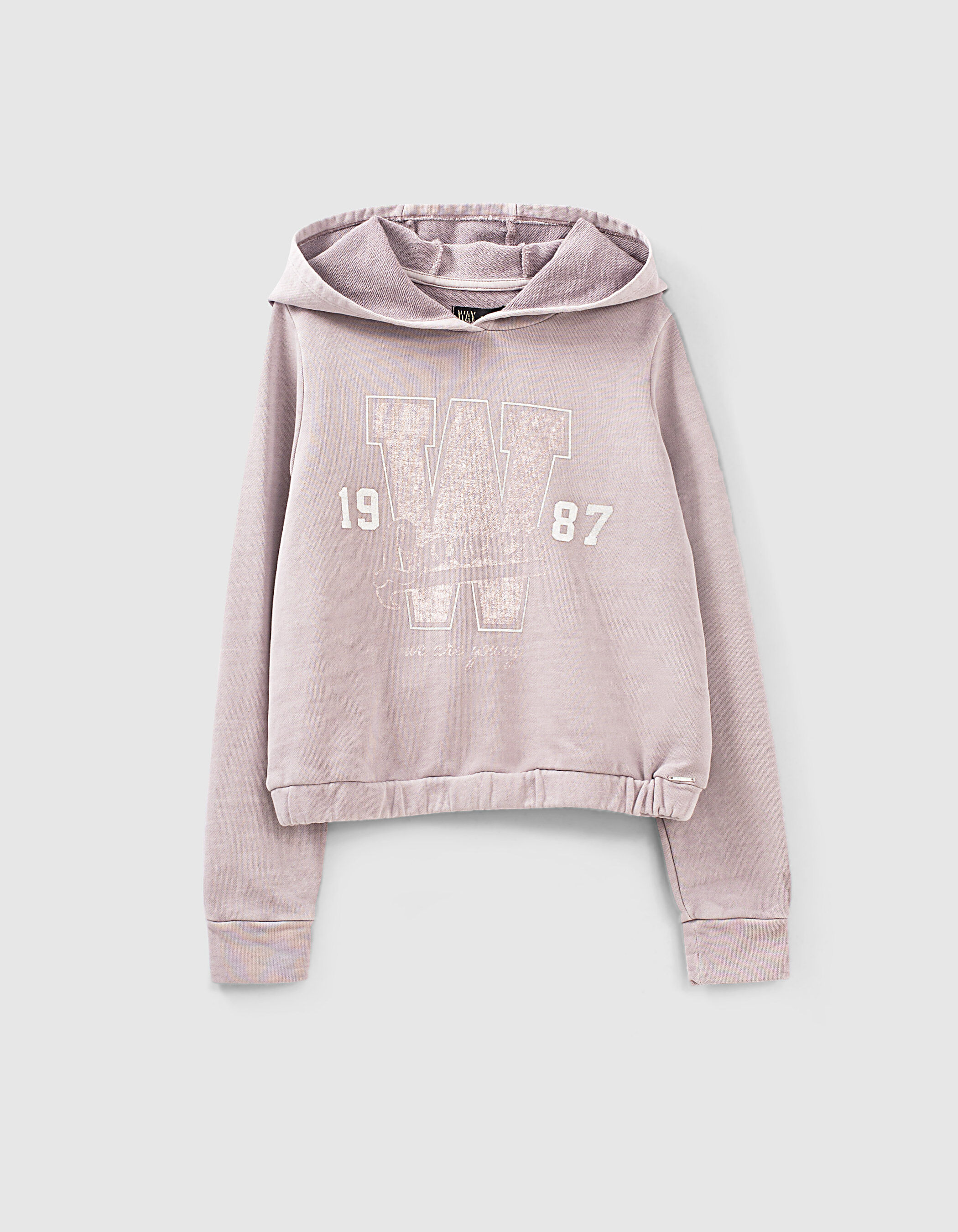 Girls' violet hoodie with slogan