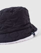 Girls’ black quilted/ecru Sherpa reversible sunhat-4