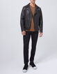 Men’s black biker-style leather jacket-7