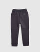 Boy's grey bi-material jogging suit with zipped pockets-5