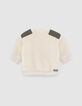 Sudadera beige Sherpa nailon caqui hombros bebé niño-4