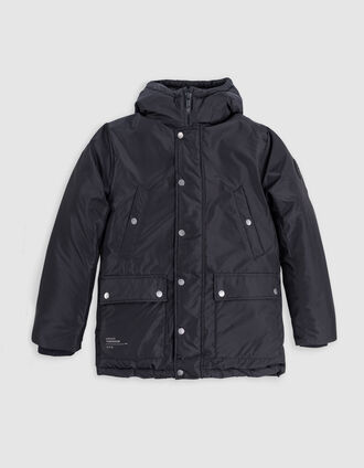 Parka 2-en-1 noire avec doudoune velours garçon