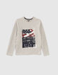 Boys’ medium grey marl US flag stadium image T-shirt -1