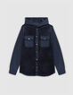 Boy's navy two-ply hooded overshirt-2