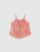 Girls’ coral strappy top with flower print-3