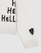 Girl's ecru knitted sweater with embroidered message-9