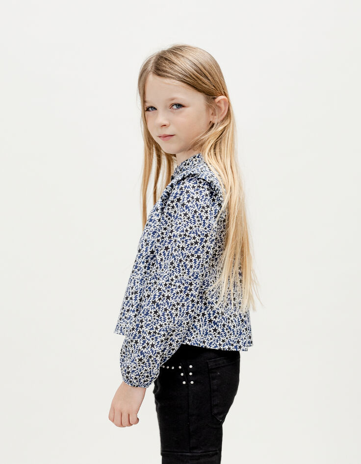 Girl’s ecru organic cotton stars-lightning print blouse-2