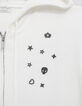 Woman's white zipped cardigan with Intarsia message back-5