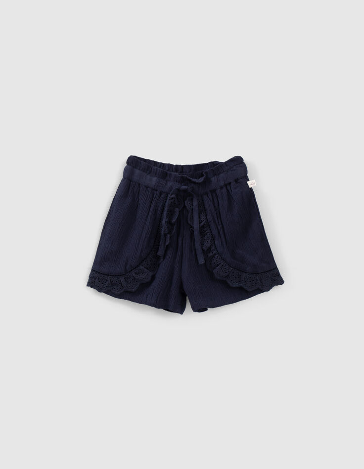 Marine short met geborduurde ruches babymeisjes -1