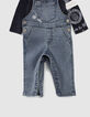 Set jeanstuinbroek en T-shirt babyjongens-6