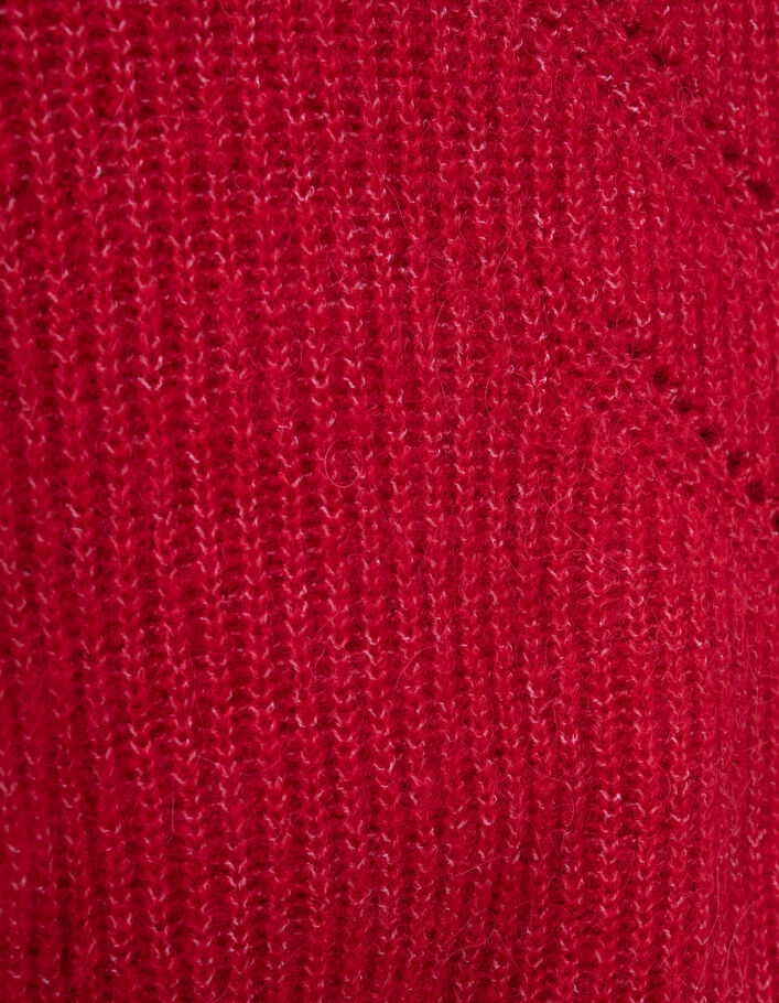 Pull rouge tricot noeud fixe au dos Femme