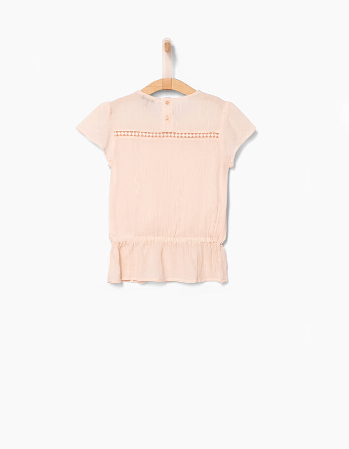 Girls’ powder pink ladder stitch top