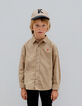 Boy’s camel corduroy shirt with embroidered lightning-K-1