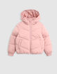 Girl's pink 2-in-1 down jacket with sherpa vest-4