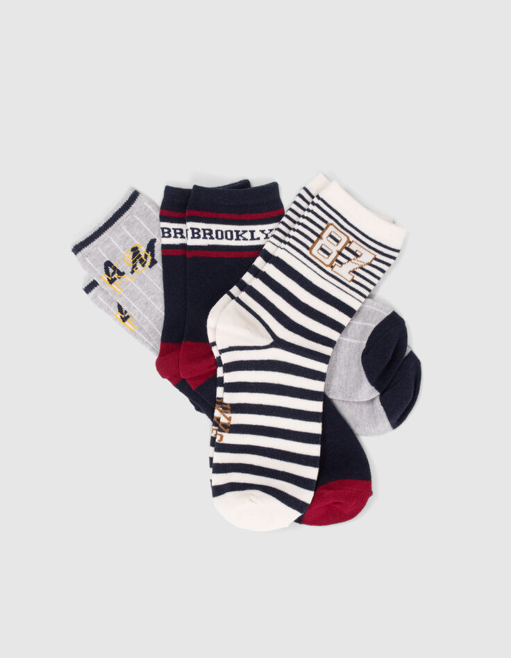 Boys’ navy/white/grey socks-2