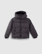 Boys’ grey marl padded jacket with zipped pockets-1
