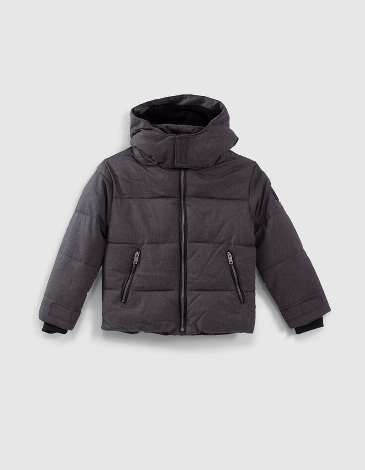 Boys’ grey marl padded jacket with zipped pockets-1