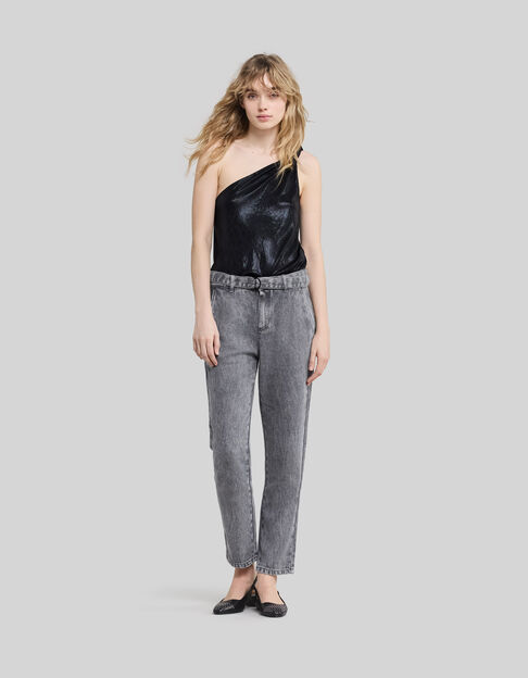 Women’s grey Lyocell® baggy cropped jeans - IKKS