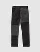 Schwarze Slim-Jungenjeans im Patchwork-Look -4