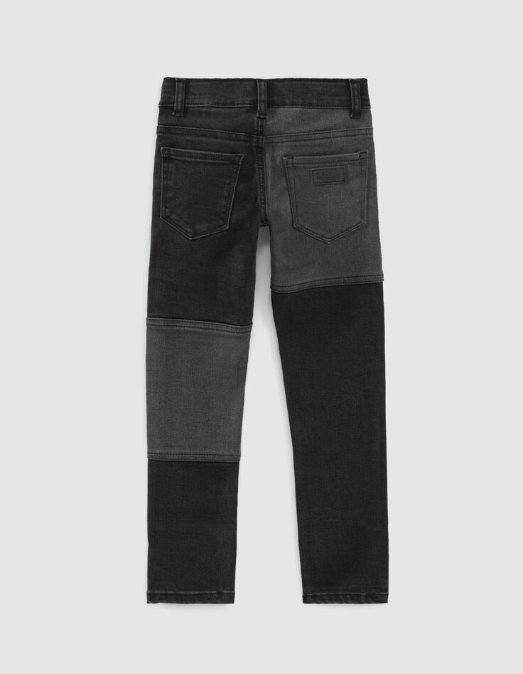 Schwarze Slim-Jungenjeans im Patchwork-Look -4