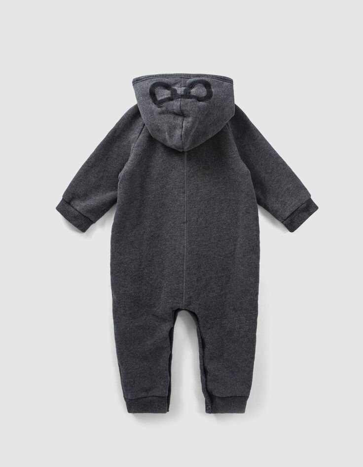 Baby’s grey marl organic fabric hooded all-in-one-2