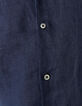 Men’s navy linen REGULAR Mandarin collar shirt-4