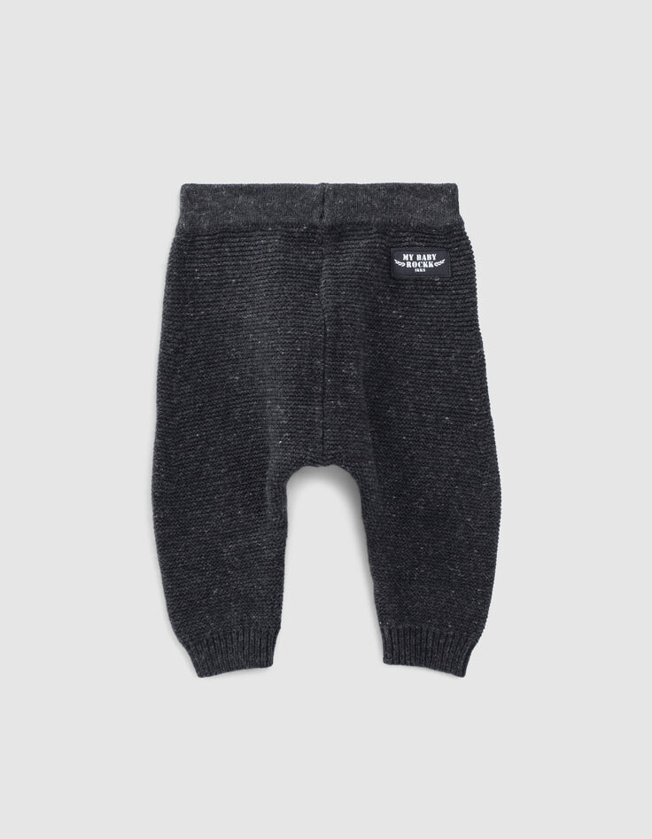 Pantalón gris jaspeado de tricot algodón bio bebé-2