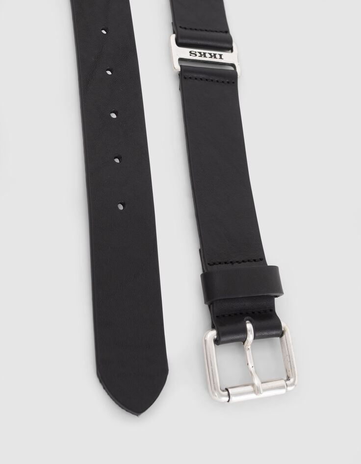 Ceinture noire cuir détail boucle métal Homme-5