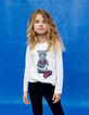 Cremeweißes Mädchen-T-Shirt mit Pompomgirl-Löwinnenmotiv-1