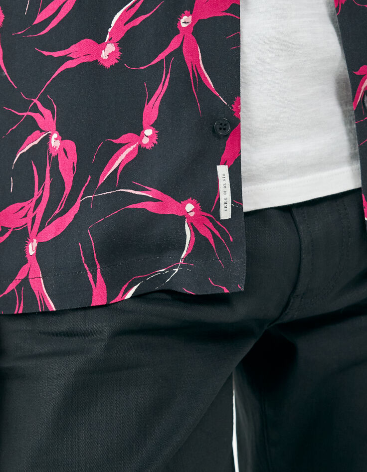 Men’s black REGULAR shirt with pink floral print-4