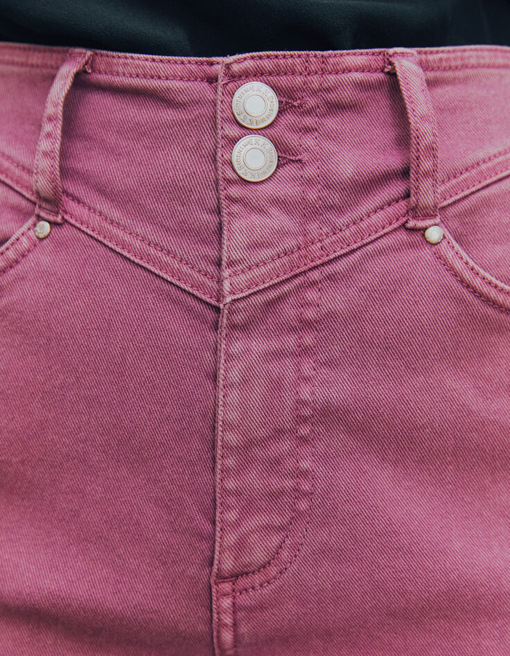 Hibiscuskleurige slouchy biojeans mid waist cropped dames-4