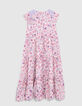 Girls’ off-white long dress with violet flower print-4