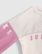 Girls’ off-white, silver and violet slogan sweatshirt-4