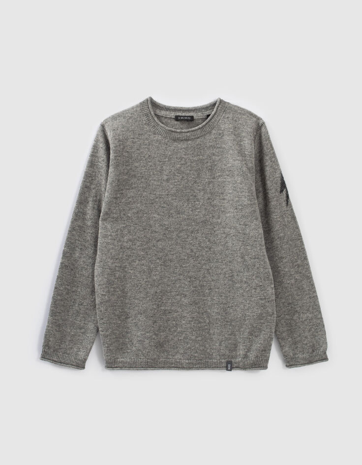 Pull gris tricot laine et cachemire détail éclair garçon-1