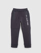 Boy's grey bi-material jogging suit with zipped pockets-3