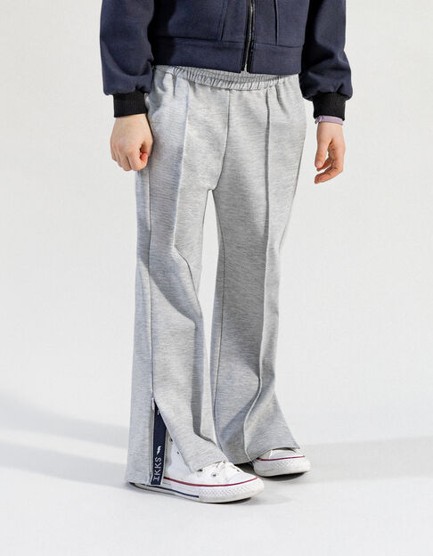 Jogger gris ancho costuras fijas bajos cremallera niña - IKKS