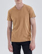 Men’s cappuccino Essential V-neck t-shirt-1