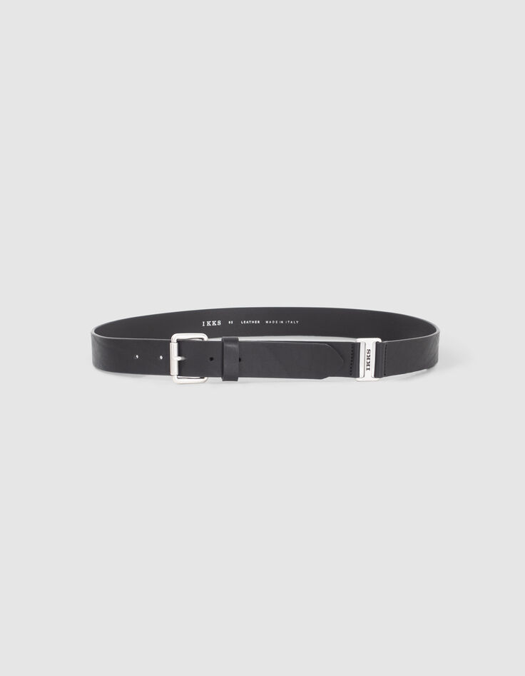 Ceinture noire cuir détail boucle métal Homme-3