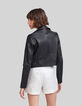 Women’s black biker-style leather jacket with chains-3