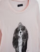 Lichtroze T-shirt opdruk hond-prinses meisjes-5
