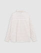 Girl's ecru shirt with black check pattern-4