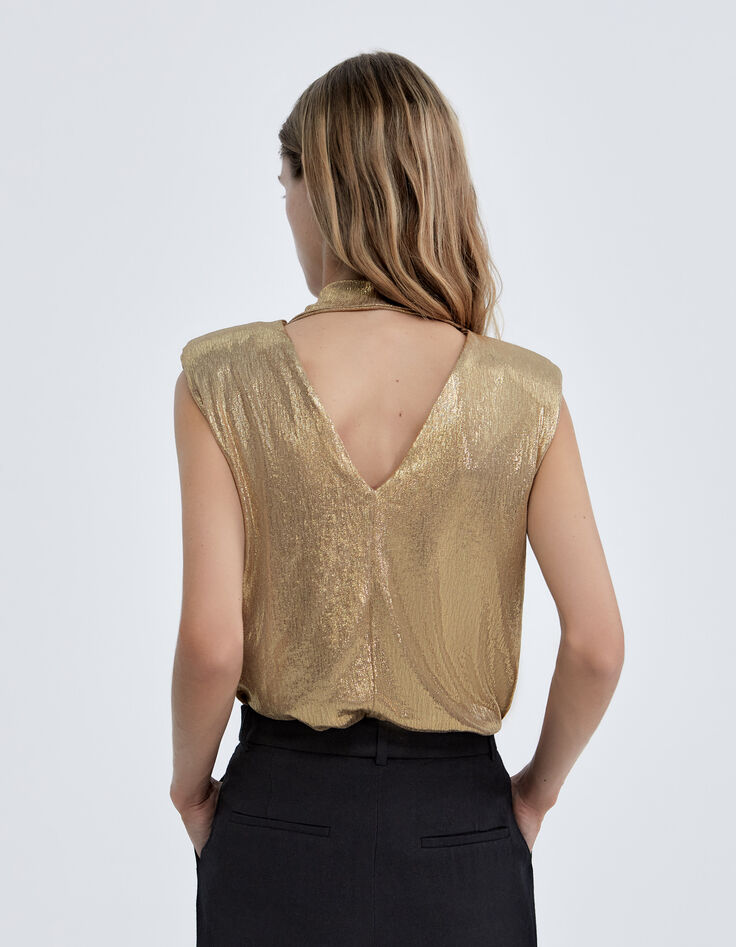 Top dorado cuello vuelto Pure Edition mujer-2