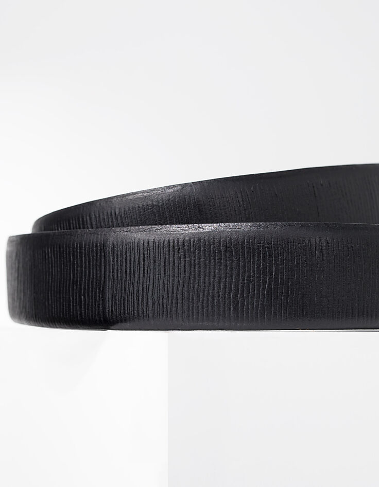 Men's black leather ridged belt-2