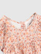 Perzik jurk microbloemetjesprint EcoVero™ babymeisjes-3