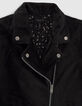 Girls' black velvet biker-style cardigan-2