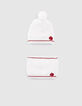 Baby girls’ ecru knit apple-heart beanie & snood-1